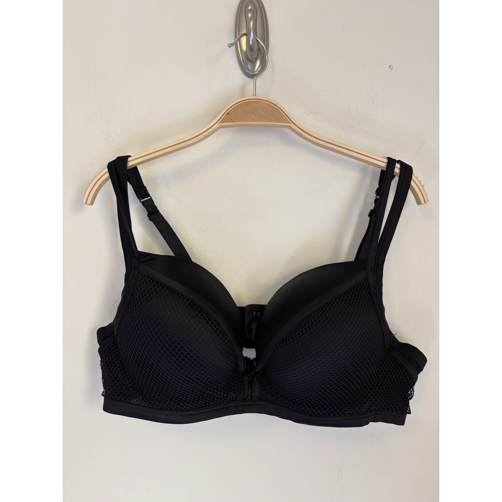 Torrid Push Up Plunge Bra 40D Black Fish Net Overlay Punk Goth